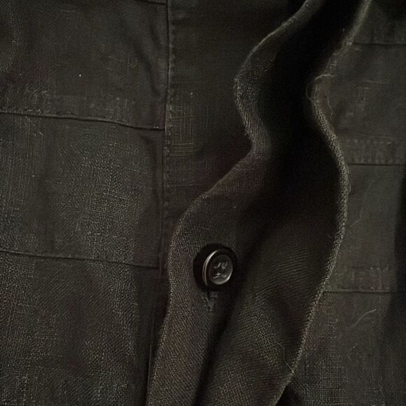 Lanzino Black Linen Short Sleeve Shirt Mens Size Extra Large - Picture 10 of 11